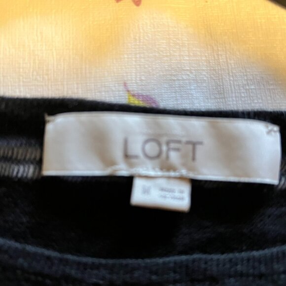Loft White Lightweight Sweater with Sheer Stripes - Medium - Picture 3 of 3